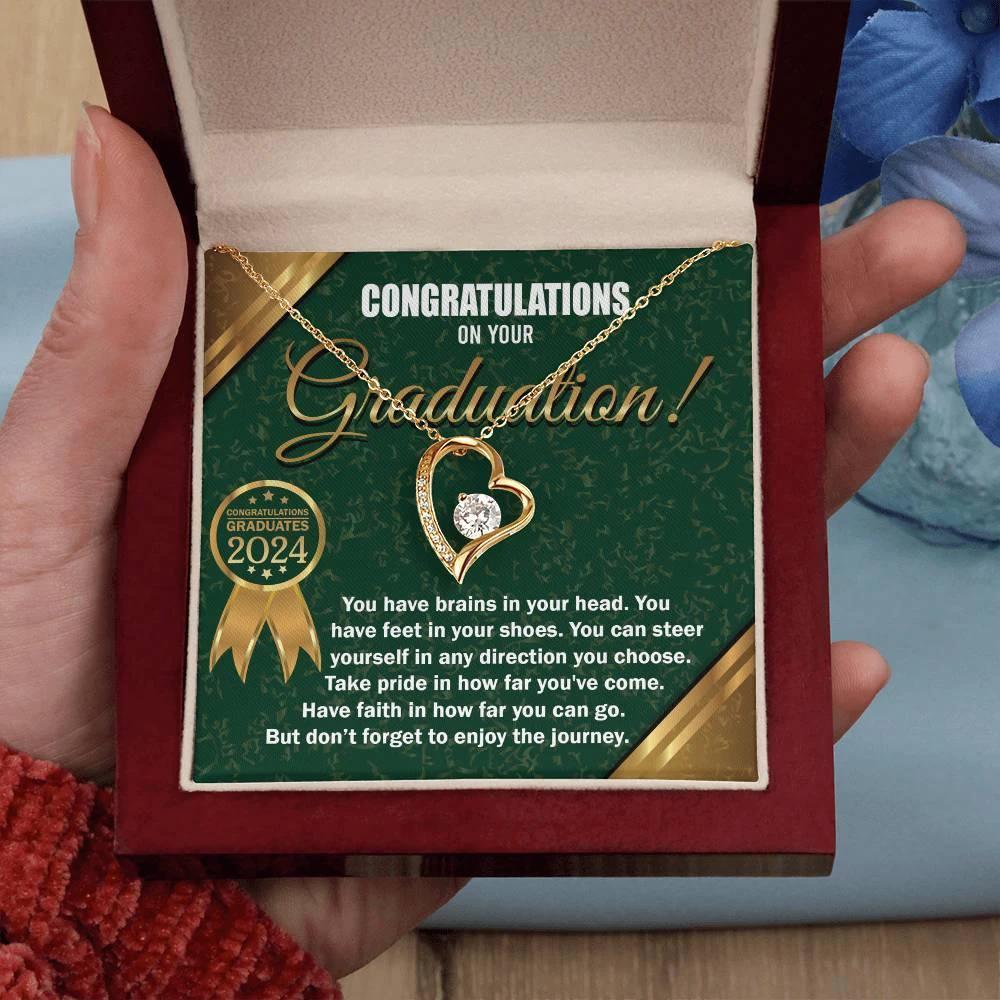 Graduation Gift for Her Congratulations Take Pride Have Faith Enjoy the Journey Heart Pendant Necklace with Gift Box