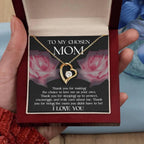 To My Chosen Bonus Mom Thank You for Stepping Up Forever Love Heart Pendant Necklace