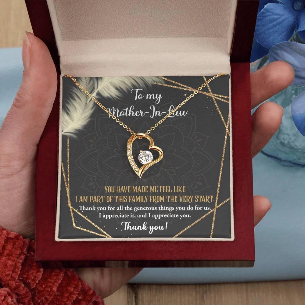 To Mother-In-Law I Appreciate All The Things You Do For Us Forever Love Heart Pendant Necklace