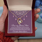 Dear Bonus Mom Thank You for Always Being There Forever Love Heart Pendant Necklace