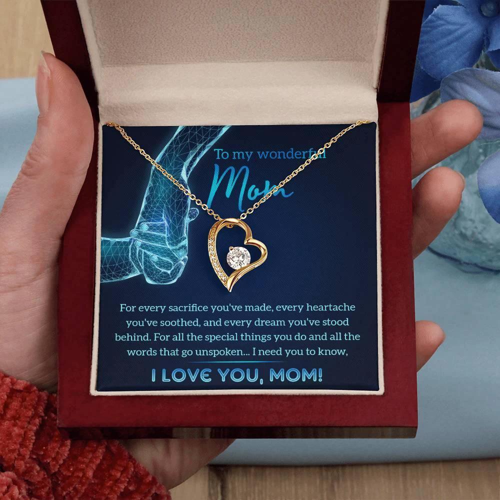 To My Wonderful Mom You Stood Behind My Dreams Forever Love Heart Pendant Necklace