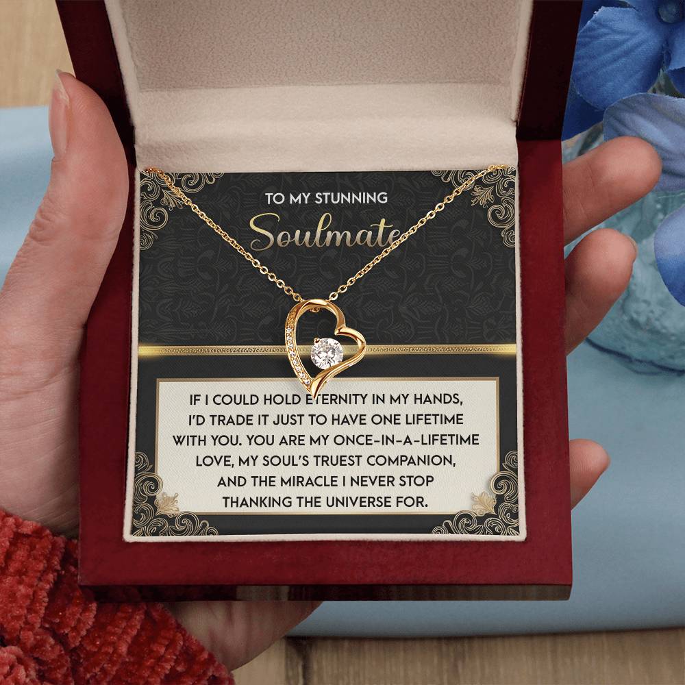 To My Soulmate: Hold Eternity Forever Love Necklace with Poetic and Heartfelt Message Card - Mallard Moon Gift Shop