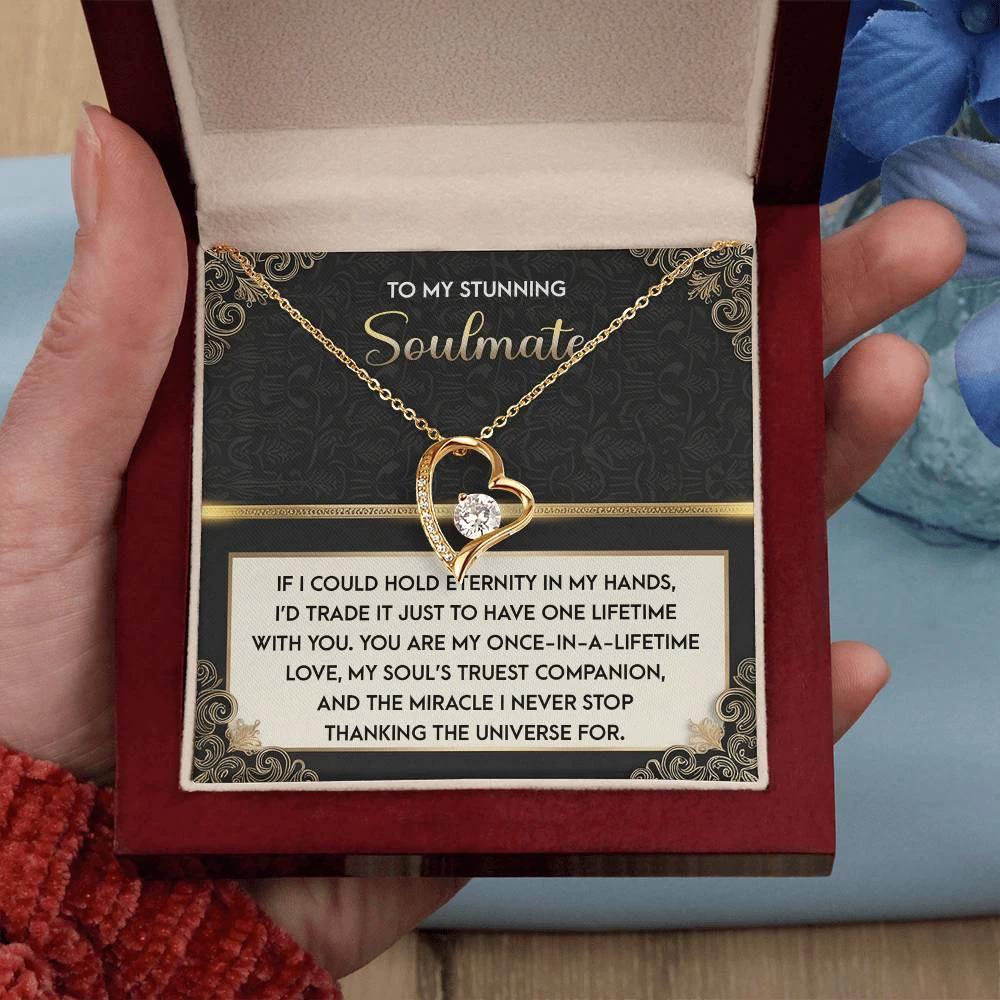 To My Soulmate: Hold Eternity Forever Love Necklace with Poetic and Heartfelt Message Card