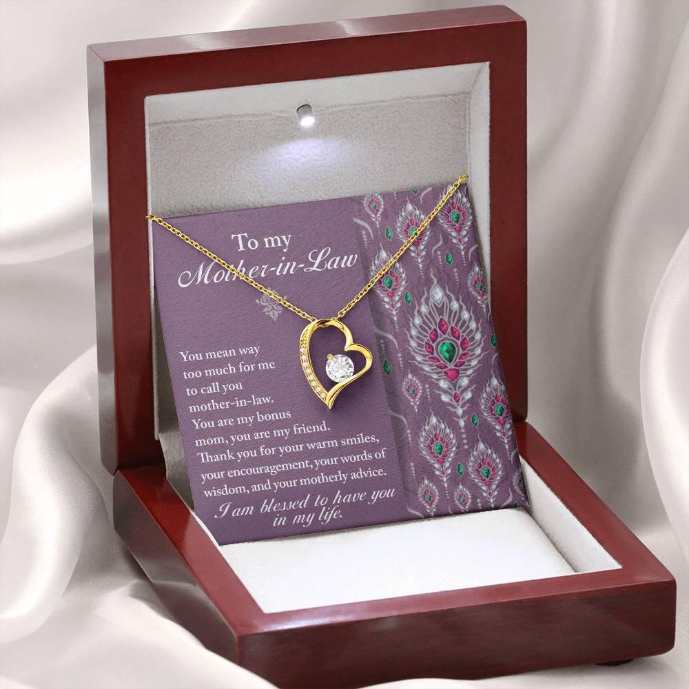 Mother-in-Law Gift You Are My Bonus Mom, My Friend Forever Love Heart Pendant Necklace - Mallard Moon Gift Shop