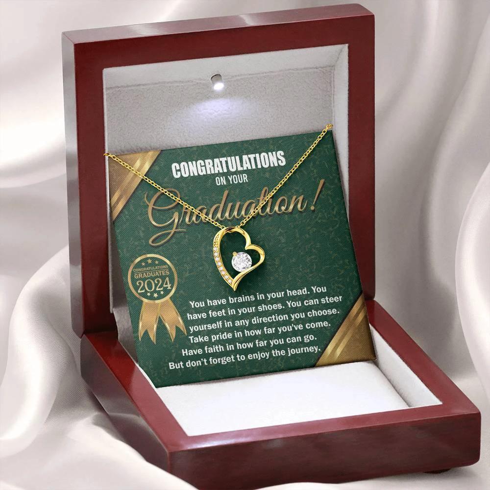 Graduation Gift for Her Congratulations Take Pride Have Faith Enjoy the Journey Heart Pendant Necklace with Gift Box