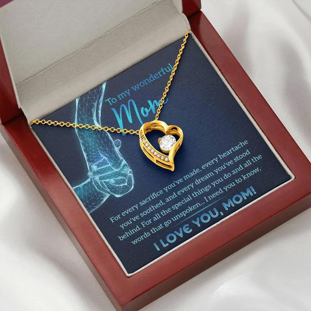 To My Wonderful Mom You Stood Behind My Dreams Forever Love Heart Pendant Necklace