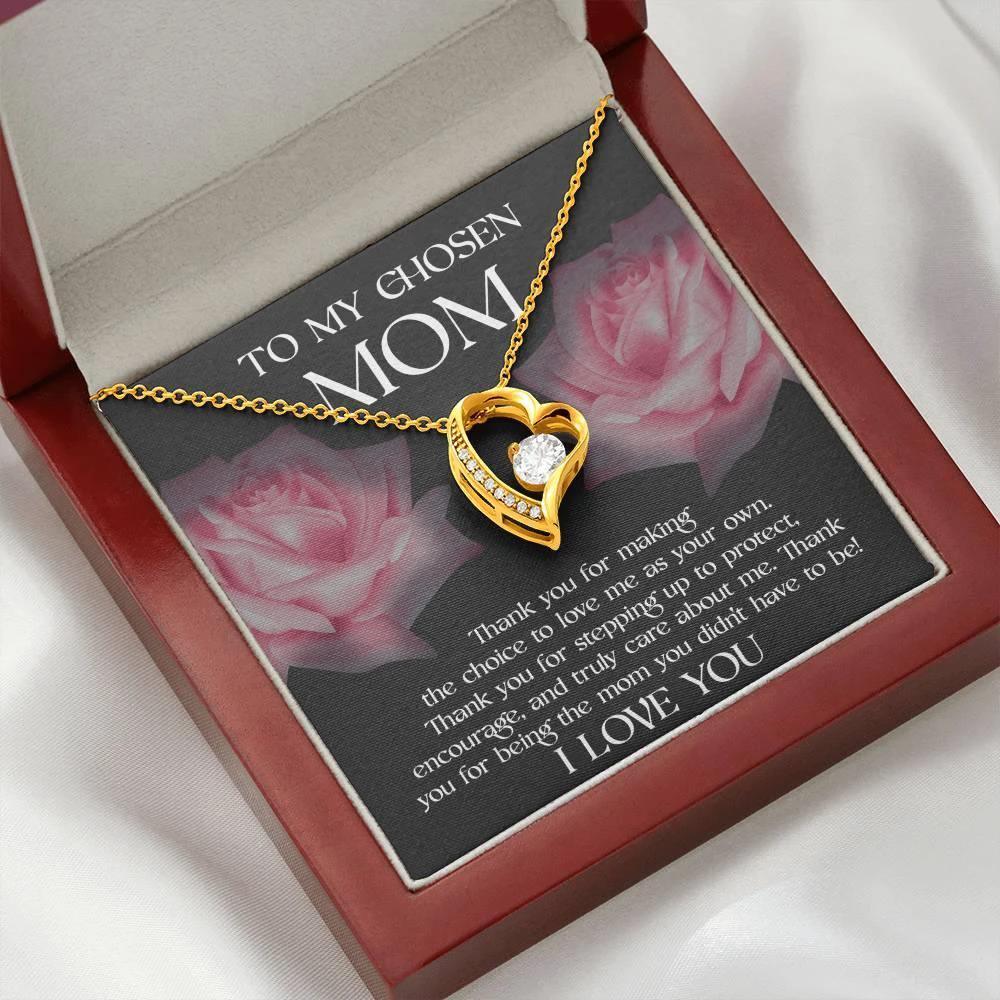 To My Chosen Bonus Mom Thank You for Stepping Up Forever Love Heart Pendant Necklace