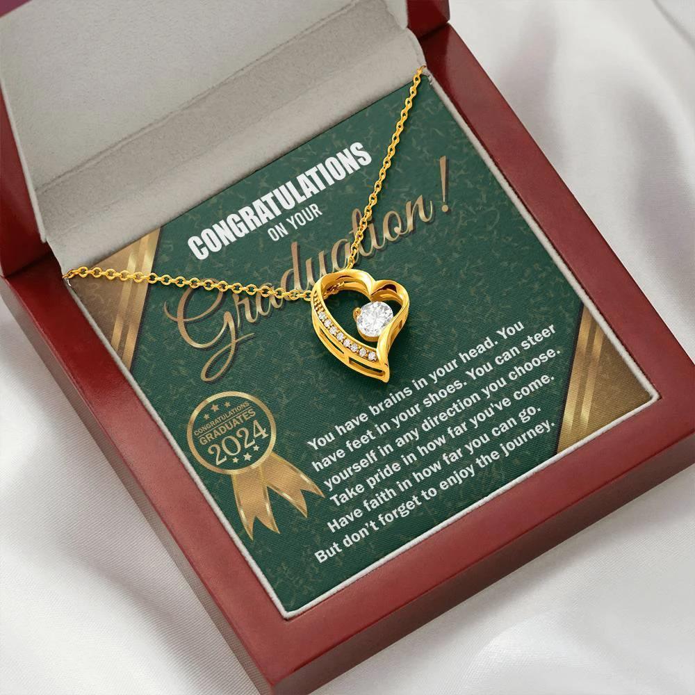 Graduation Gift for Her Congratulations Take Pride Have Faith Enjoy the Journey Heart Pendant Necklace with Gift Box