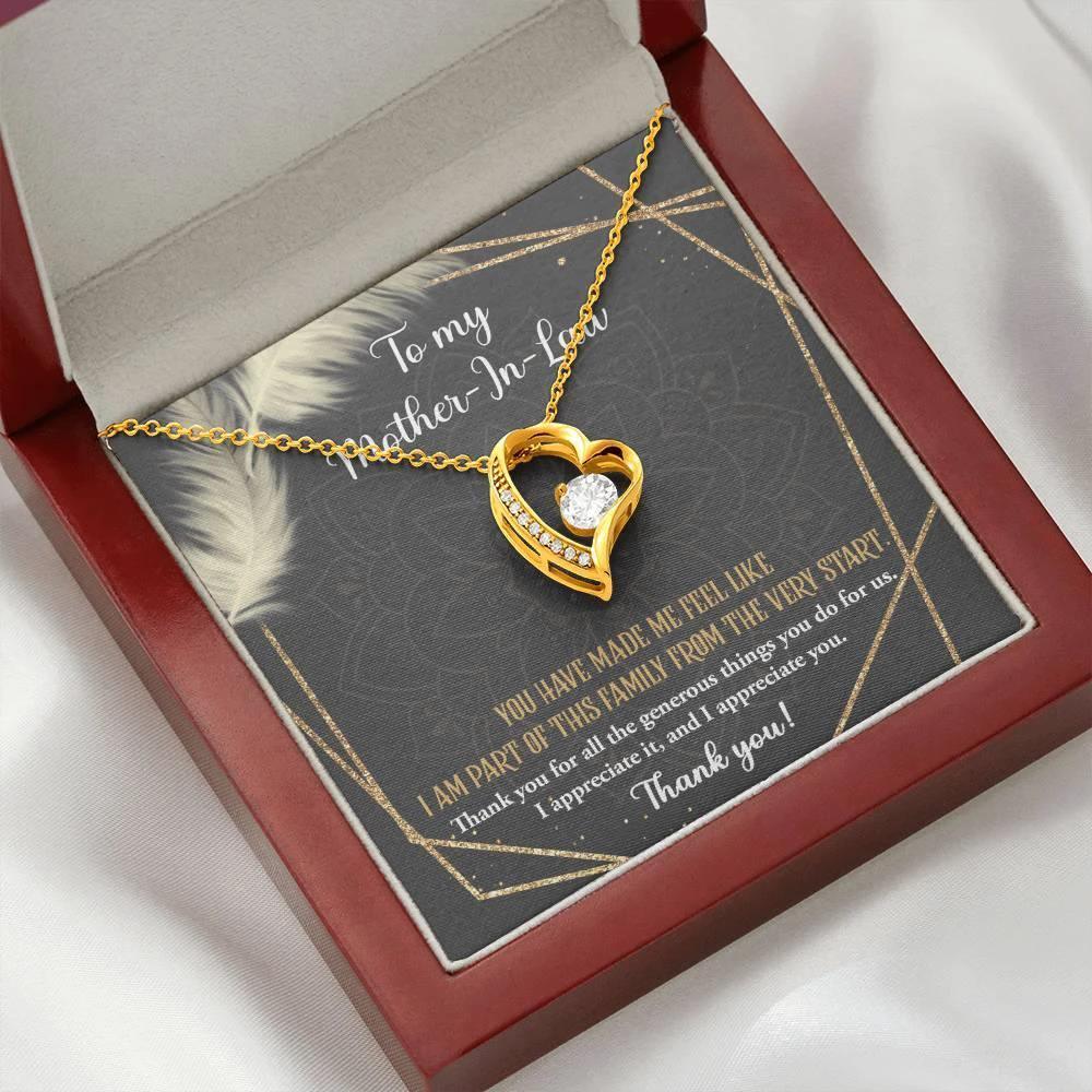 To Mother-In-Law I Appreciate All The Things You Do For Us Forever Love Heart Pendant Necklace
