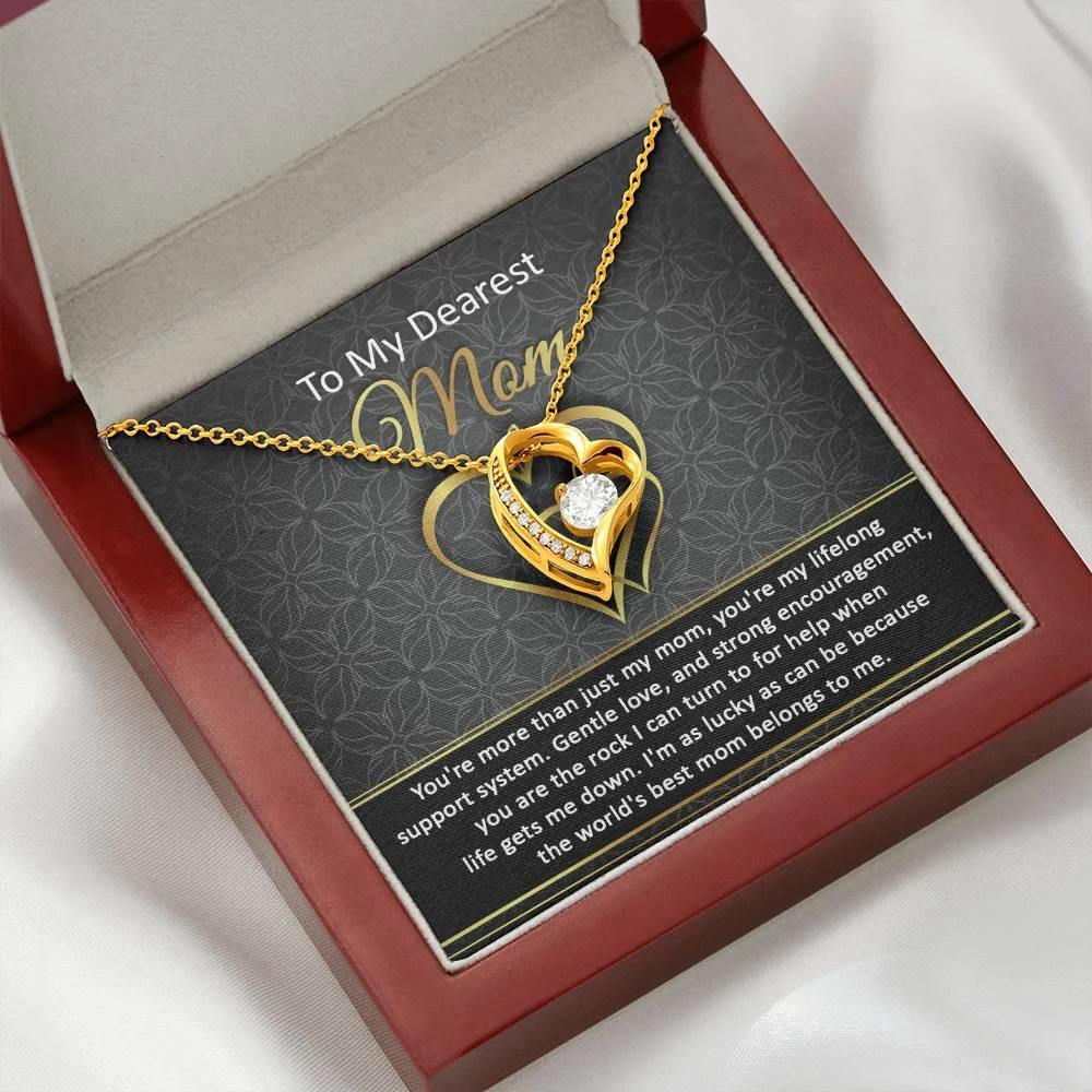 To My Dearest Mom You Are My Rock Forever Love Heart Pendant Necklace
