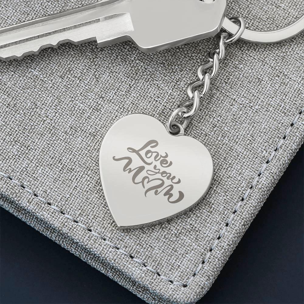 Mom Gift Personalized Engraved Heart Shaped Keychain Love You Mom