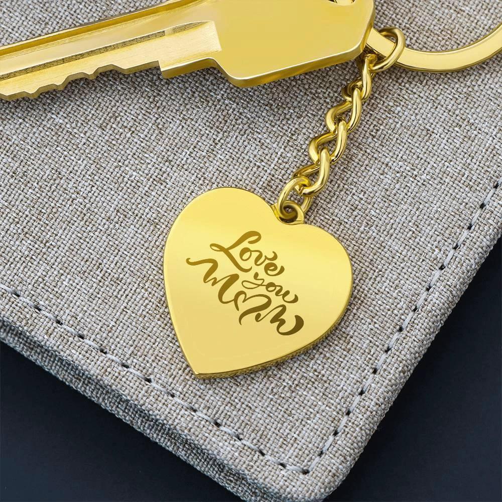 Mom Gift Personalized Engraved Heart Shaped Keychain Love You Mom