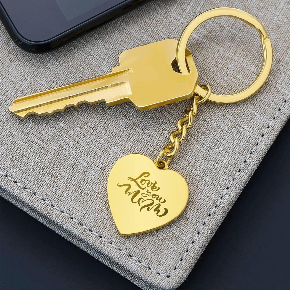 Mom Gift Personalized Engraved Heart Shaped Keychain Love You Mom