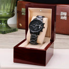 To My Son Engraved Chronograph Watch – Black Stainless-Steel Timepiece from Mom | Sentimental Gift for Birthday, Graduation, Christmas, or Deployment