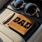 Baseball Silhouette Dad Wallet – Full Grain Cowhide Leather Bifold – Sports Gift for Father's Day or Baseball Coach