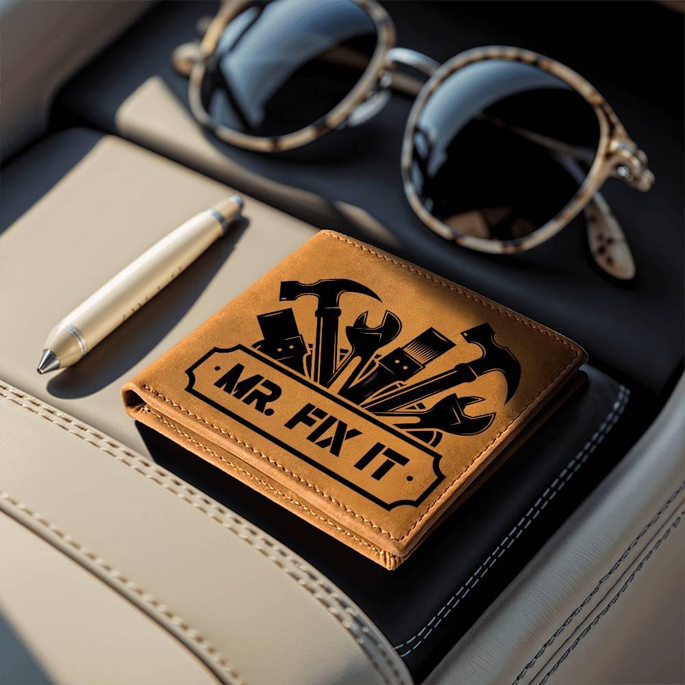 Leather Wallet - Mr. Fixit - Gift for Dad Husband Grandfather DIY Guy