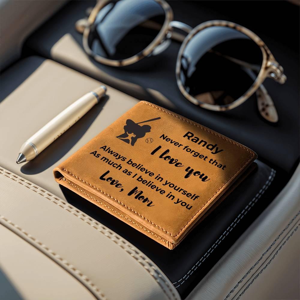 Baseball Custom Printed Believe in Yourself Cowhide Leather Men's Wallet - Mallard Moon Gift Shop