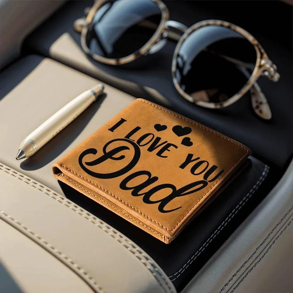 Dad Gift - I Love You Dad Genuine Cowhide Leather Wallet