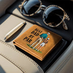 Best Dad by Par Illustrated Wallet – Full Grain Leather Golf Wallet Gift for Dad – Thoughtful Father's Day Gift with Gift Box