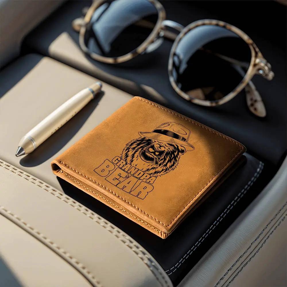 Grandpa Bear Custom Printed Leather Wallet