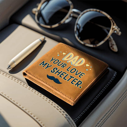 Dad Your Love My Shelter Genuine Cowhide Leather Wallet - Mallard Moon Gift Shop