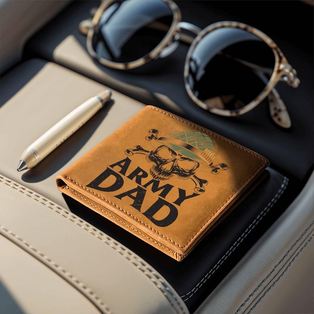 Army Dad Graphic Custom Leather Wallet - Mallard Moon Gift Shop
