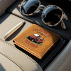 I'd Rather Be Golfing Leather Wallet – Funny Full Grain Cowhide Bifold – Golf Cart Design Gift for Dad or Grandpa