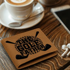 The Golf Father Wallet – Funny Golf Gift for Dad – Full Grain Leather Bifold Wallet in Gift Box