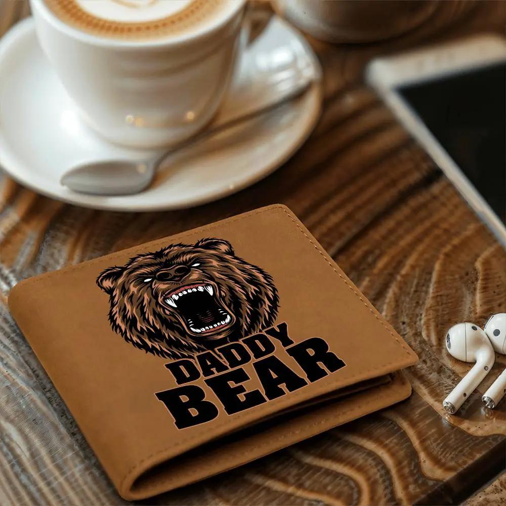 Daddy Bear Printed Leather Wallet Genuine Cowhide