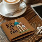 Best Dad by Par Illustrated Wallet – Full Grain Leather Golf Wallet Gift for Dad – Thoughtful Father's Day Gift with Gift Box