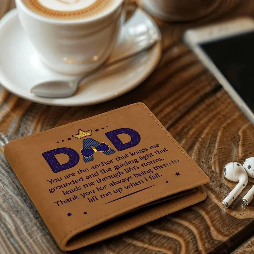 Gift for Dad You Are the Anchor Genuine Cowhide Leather Wallet