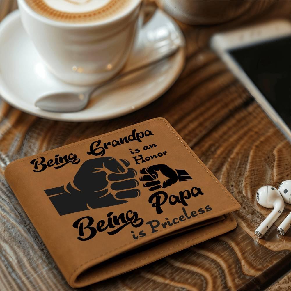 Being Grandpa is an Honor Leather Wallet - Mallard Moon Gift Shop