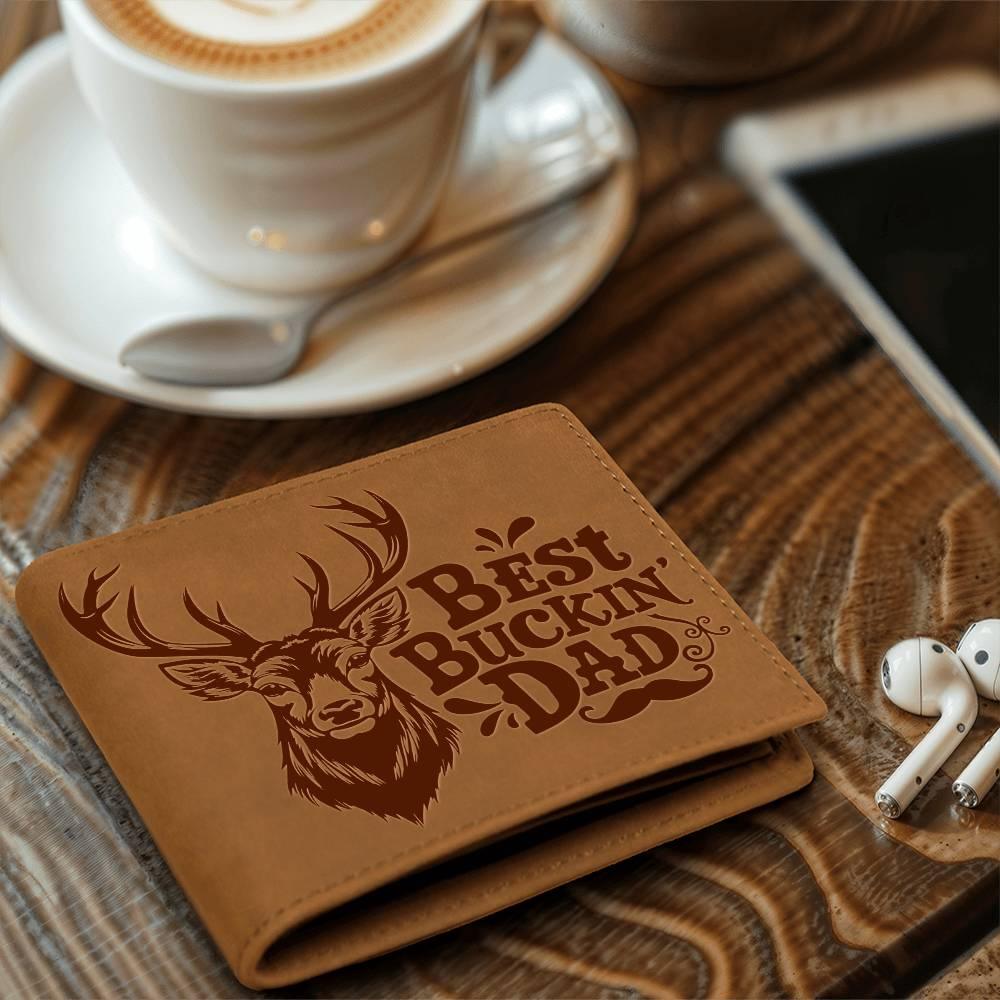 Best Buckin' Dad Genuine Cowhide Leather Wallet - Mallard Moon Gift Shop