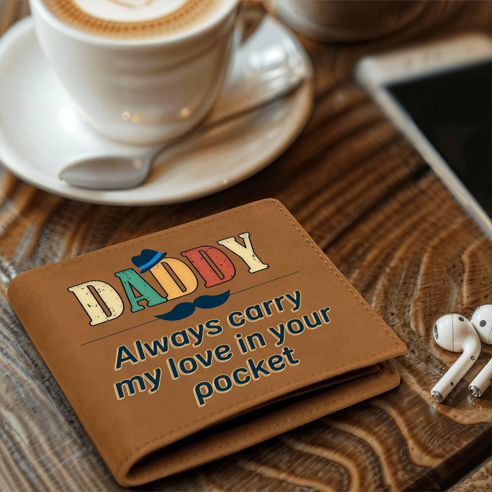 Dad Gift - Daddy Always Carry My Love in your Pocket Genuine Cowhide Leather Wallet - Mallard Moon Gift Shop
