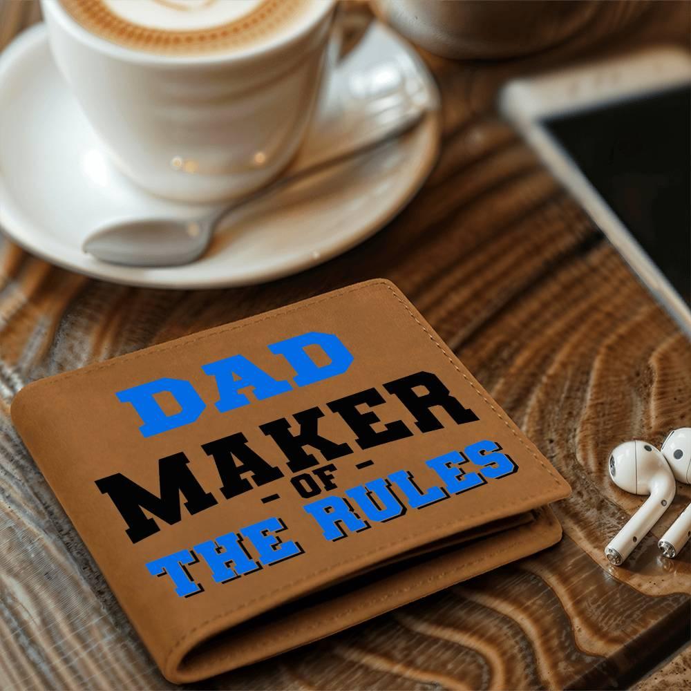 DAD - Maker of the Rules Personalized Leather Wallet - Mallard Moon Gift Shop