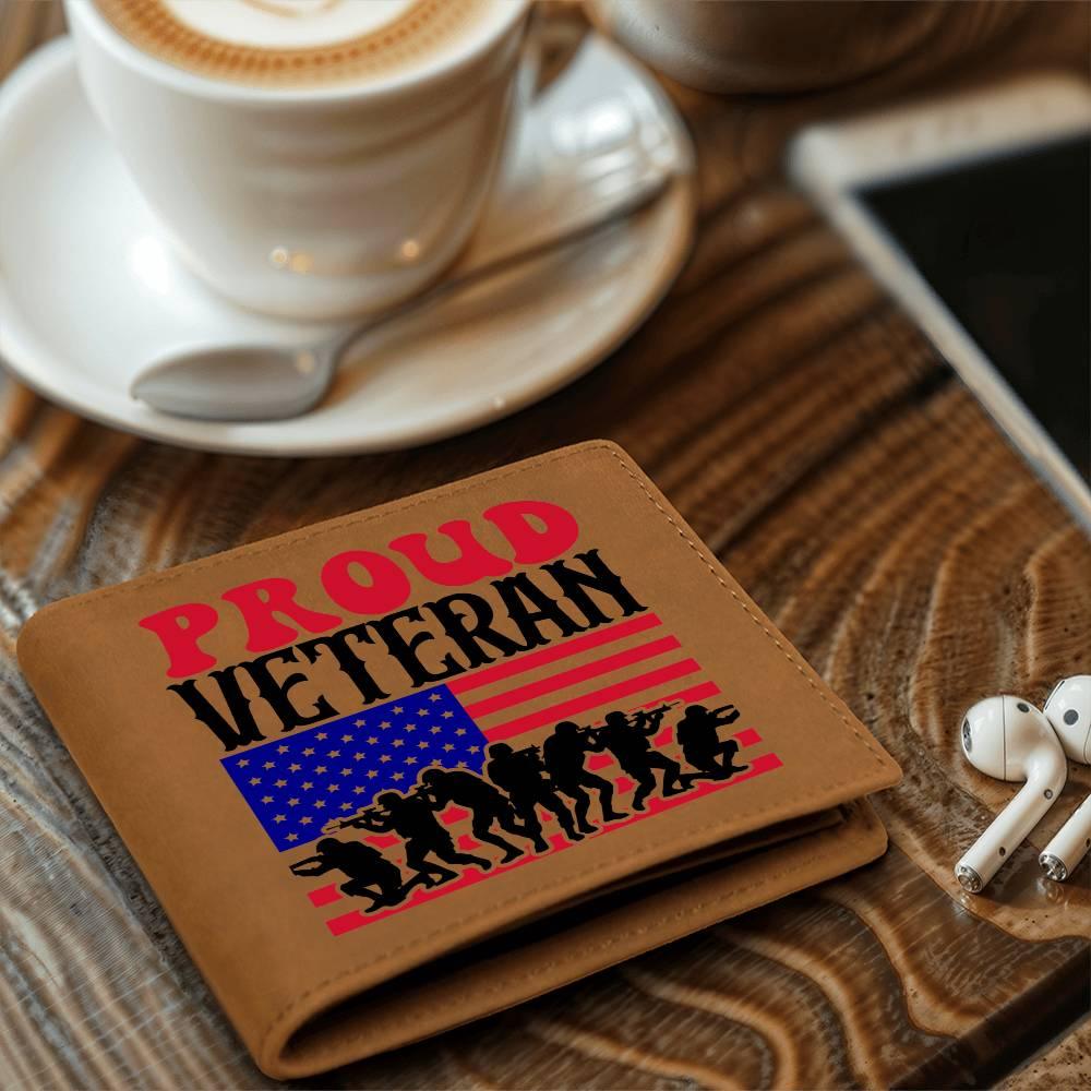 Proud Veteran Genuine Cowhide Leather Wallet - Mallard Moon Gift Shop