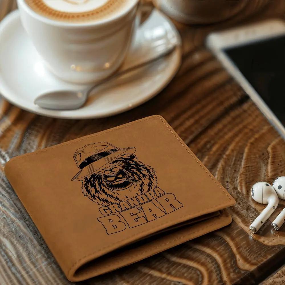Grandpa Bear Custom Printed Leather Wallet