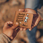 Swing Swear Drink Repeat Golf Wallet – Funny Full Grain Leather Wallet for Golfers – Unique Gift for Dad, Husband, or Friend