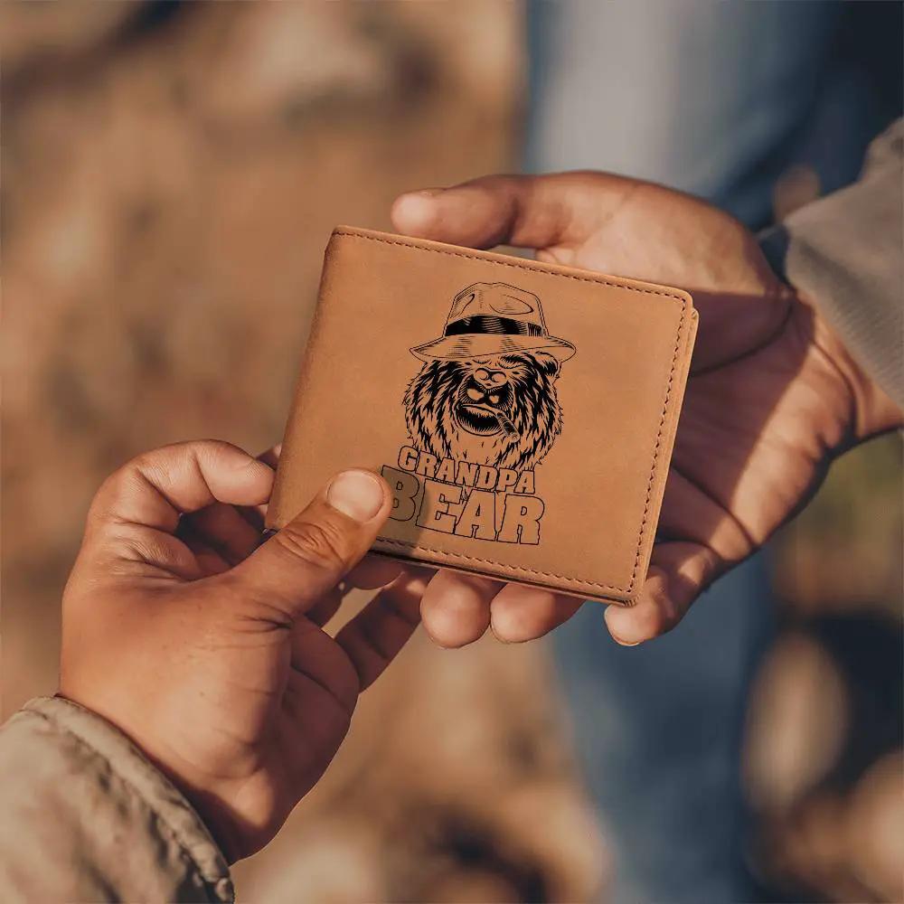 Grandpa Bear Custom Printed Leather Wallet