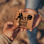 Busy Raising Ballers Leather Wallet – Full Grain Cowhide Bifold – Baseball Gift for Sports-Loving Dads