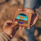 Dadzilla Leather Wallet Funny Dad Gift T Rex Dinosaur Wallet Father of Monsters Bifold Wallet Unique Fathers Day Gift for Him