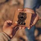 Daddy Bear Printed Leather Wallet Genuine Cowhide