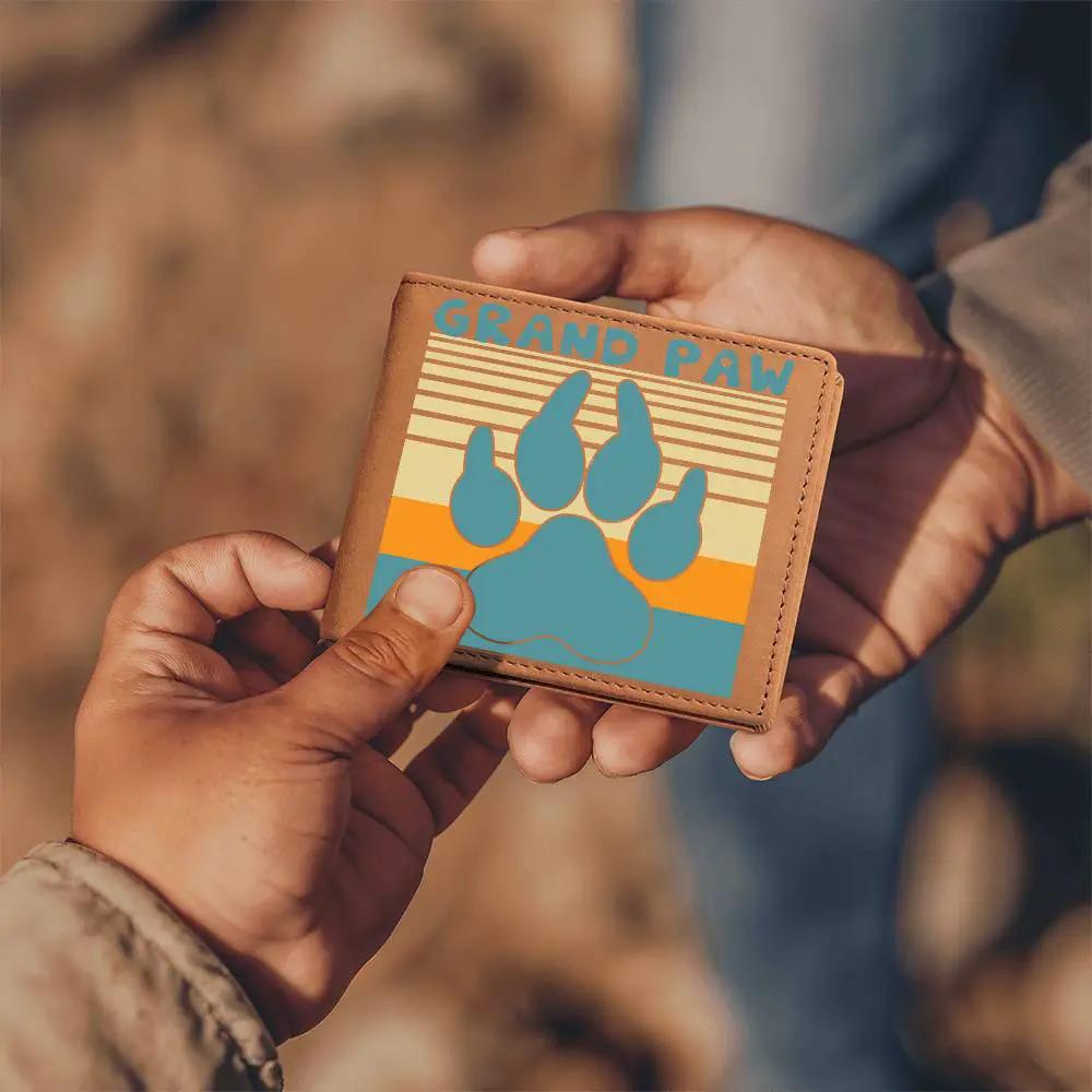 Grand Paw Leather Wallet Gift for Grandfather