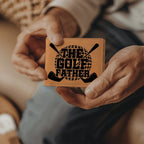 The Golf Father Wallet – Funny Golf Gift for Dad – Full Grain Leather Bifold Wallet in Gift Box