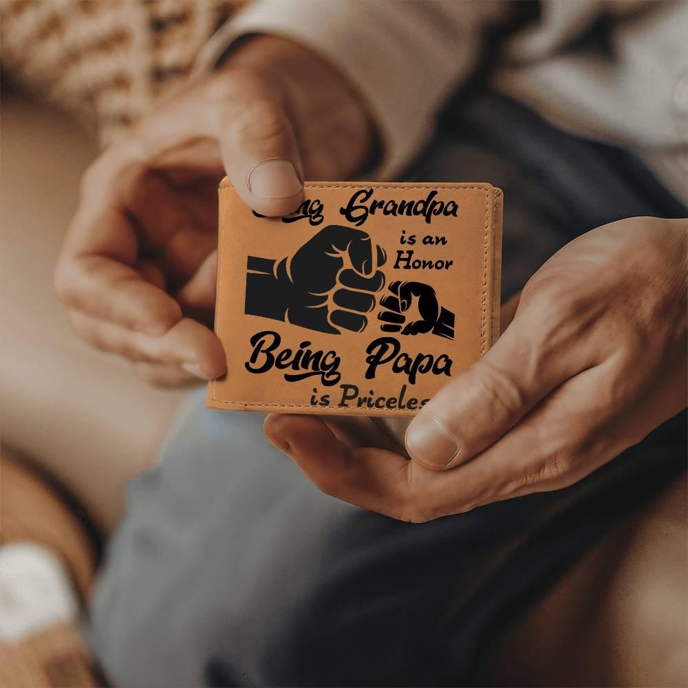 Being Grandpa is an Honor Leather Wallet - Mallard Moon Gift Shop