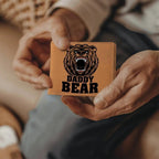 Daddy Bear Printed Leather Wallet Genuine Cowhide
