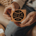 I'll Always Be Your Biggest Fan Baseball Wallet – Full Grain Cowhide Leather Bifold – Heartfelt Gift for Dad, Son, or Player
