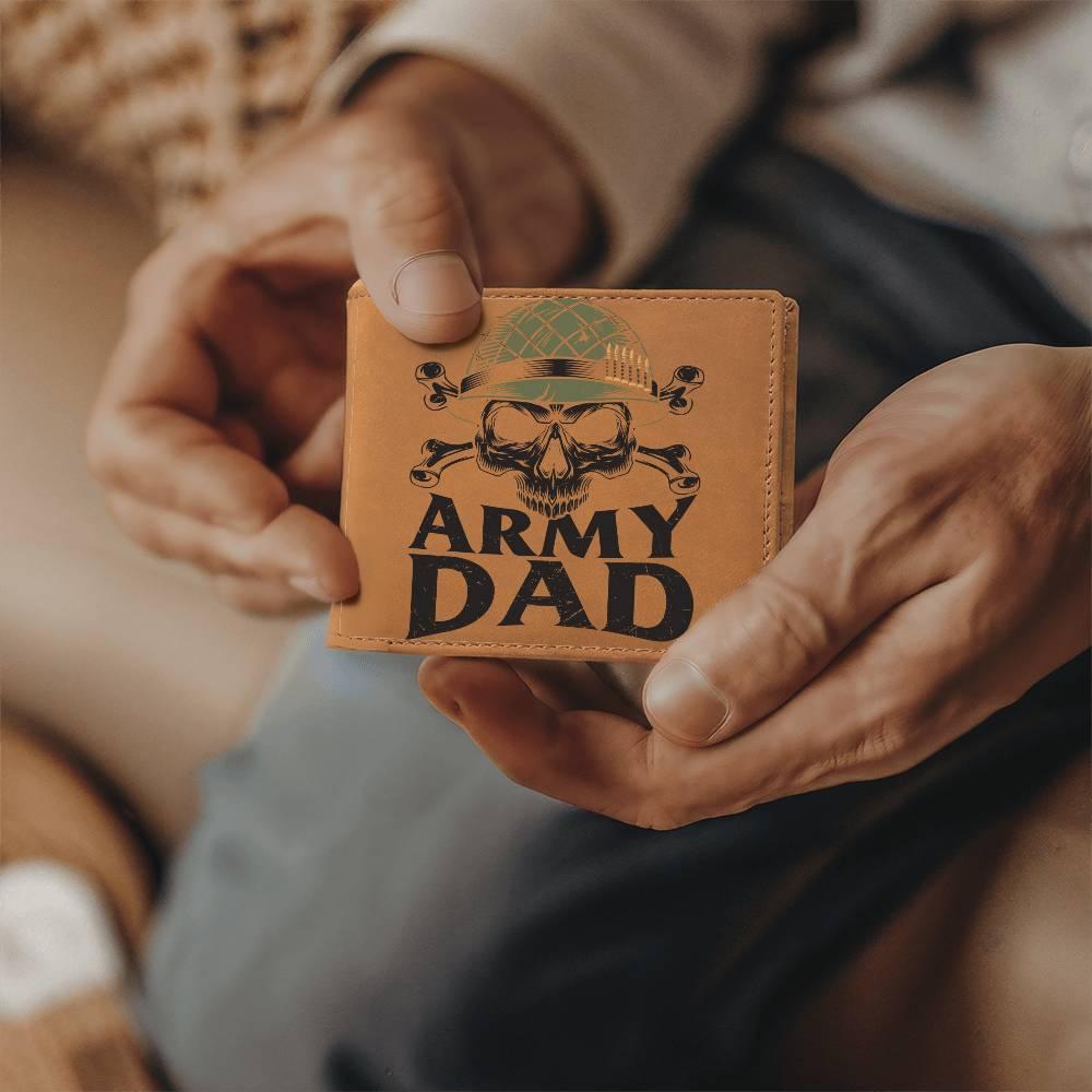 Army Dad Graphic Custom Leather Wallet - Mallard Moon Gift Shop