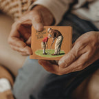 Father and Son Time Leather Wallet – Vintage Golf-Inspired Cowhide Bifold Wallet – Sentimental Gift for Dad with Gift Box