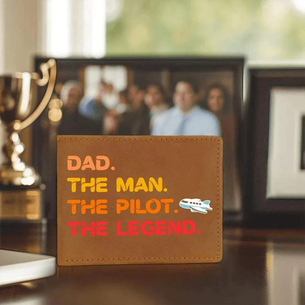 Dad The Man The Pilot The Legend Leather Wallet